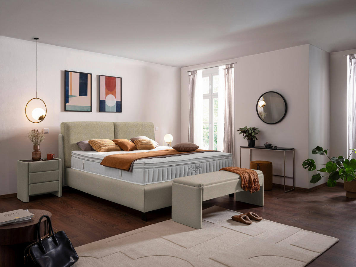 BOXSPRINGBETT 180/200 cm  in Beige  - Beige/Schwarz, Design, Textil/Metall (180/200cm) - Johann Jakob