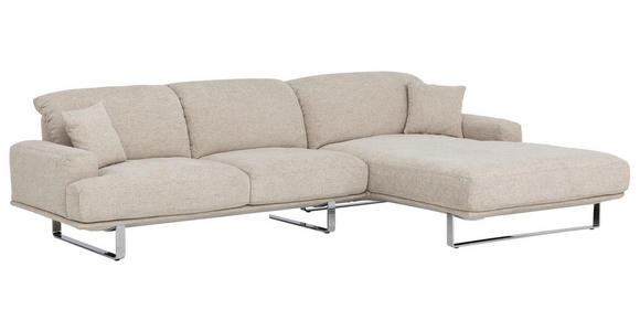 ECKSOFA Champagner Webstoff  - Champagner, Design, Textil/Metall (304/184cm) - Dieter Knoll