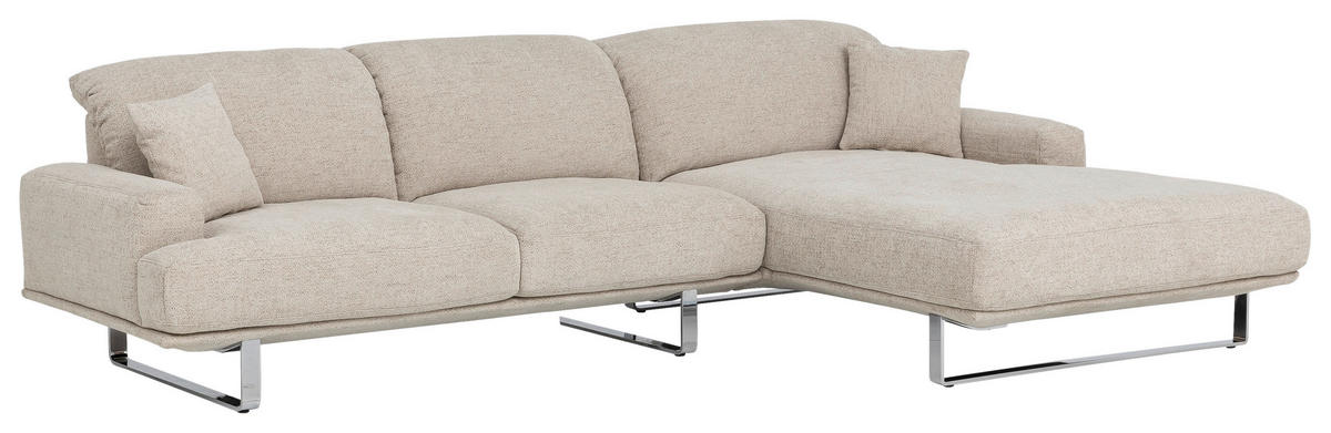 ECKSOFA in Webstoff Champagner  - Champagner, Design, Textil/Metall (304/184cm) - Dieter Knoll