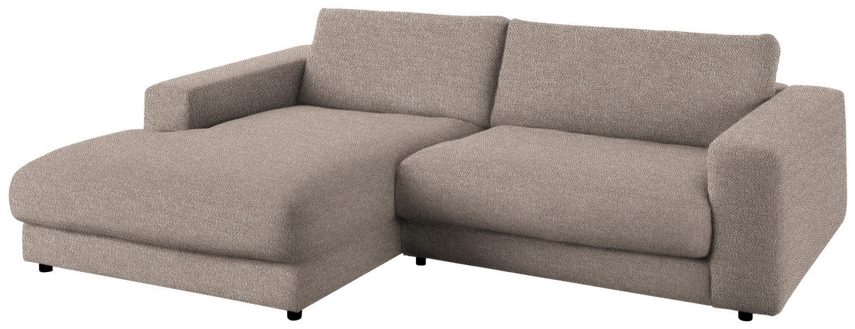 ECKSOFA in Flachgewebe Taupe  - Taupe/Schwarz, Design, Kunststoff/Textil (190/270cm) - Lomoco