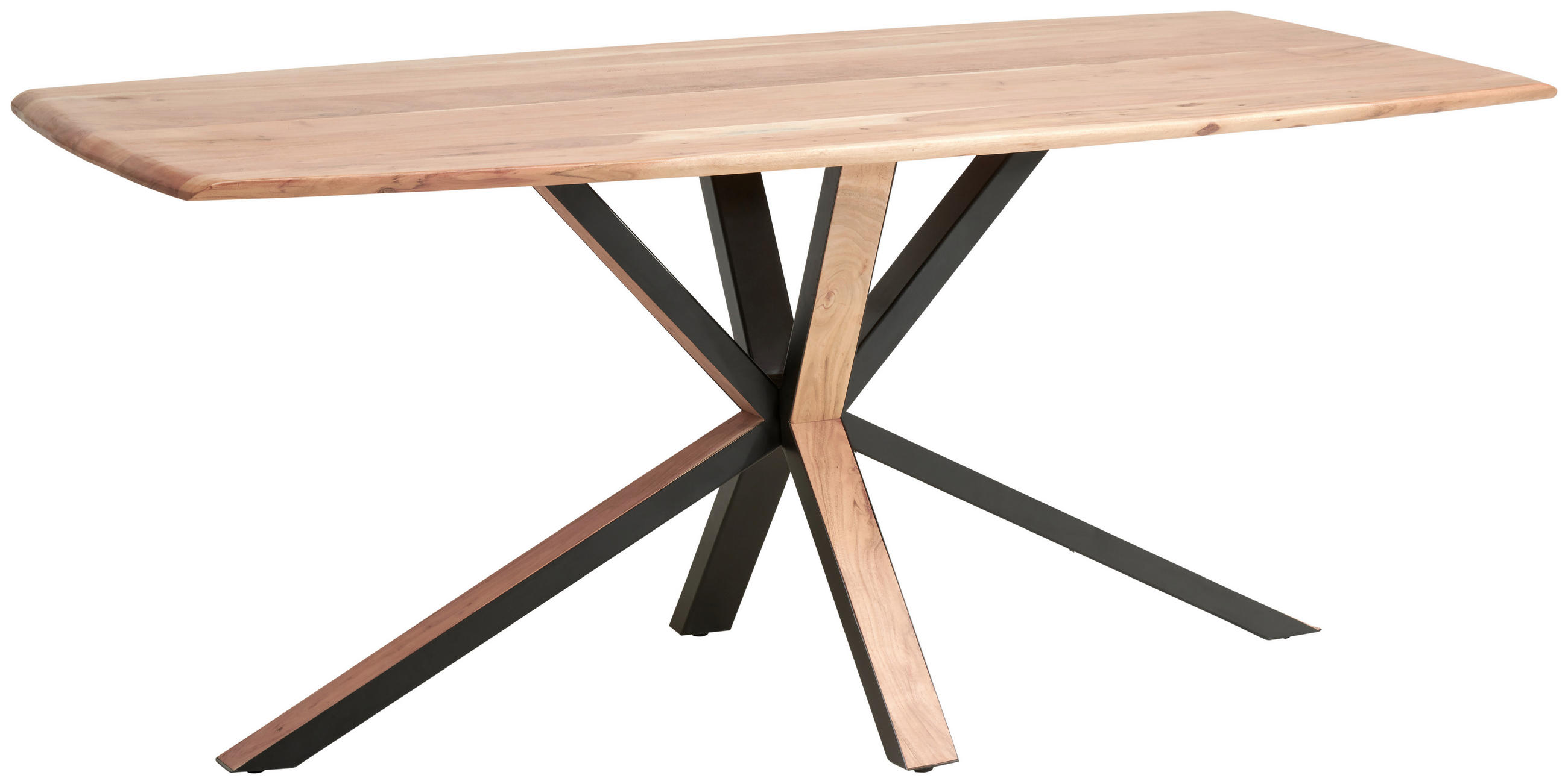 ESSTISCH in Holz, Metall  - Schwarz/Akaziefarben, Natur, Holz/Metall (175/76/90cm) - Livetastic