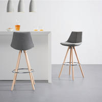BARHOCKER Webstoff Grau Eisen Buche massiv  - Buchefarben/Grau, MODERN, Holz/Textil (42/100/42cm) - Bessagi Home