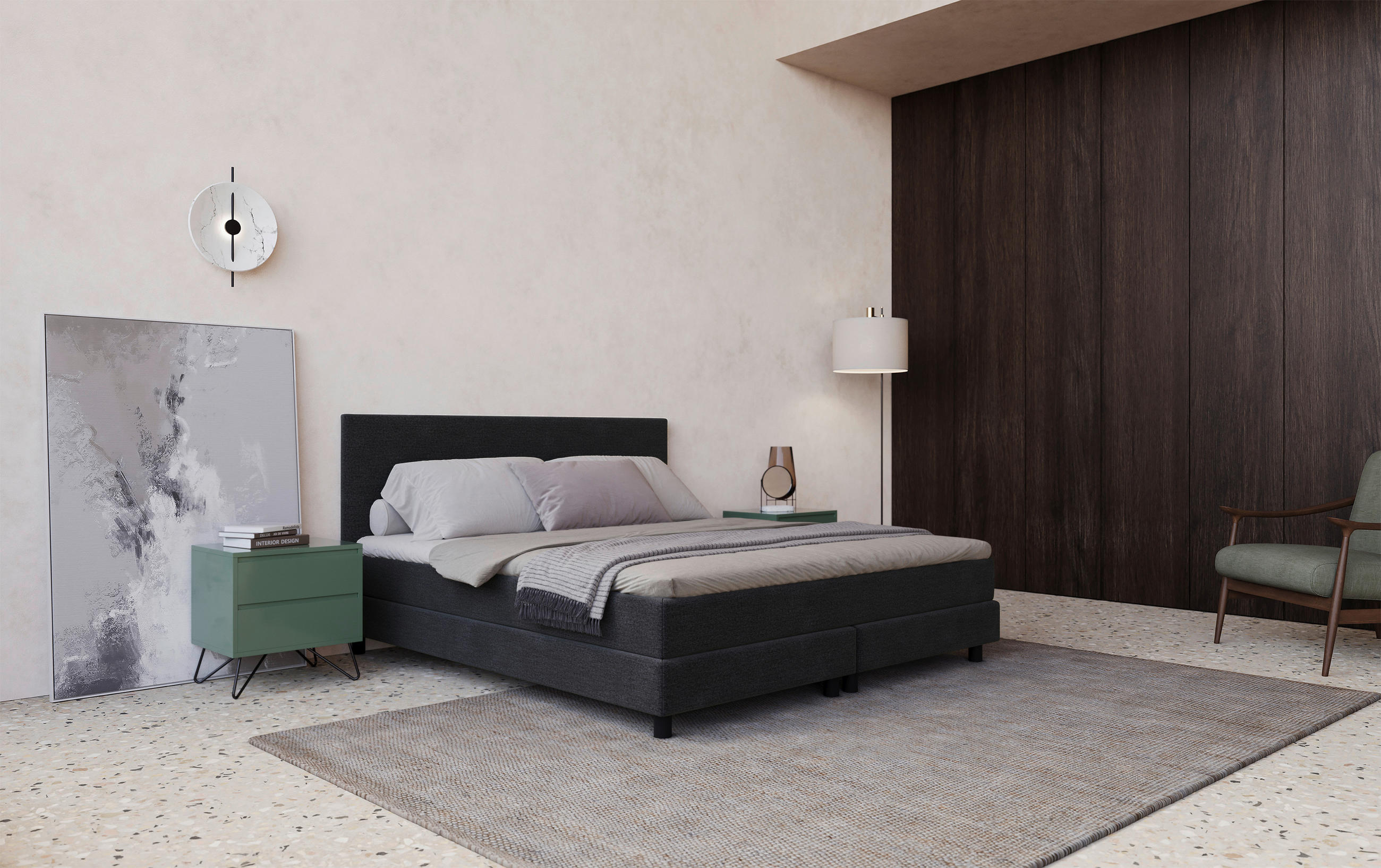 BOXBETT 140/200 cm  in Dunkelblau  - Schwarz/Dunkelblau, MODERN, Holz/Holzwerkstoff (140/200cm) - MID.YOU