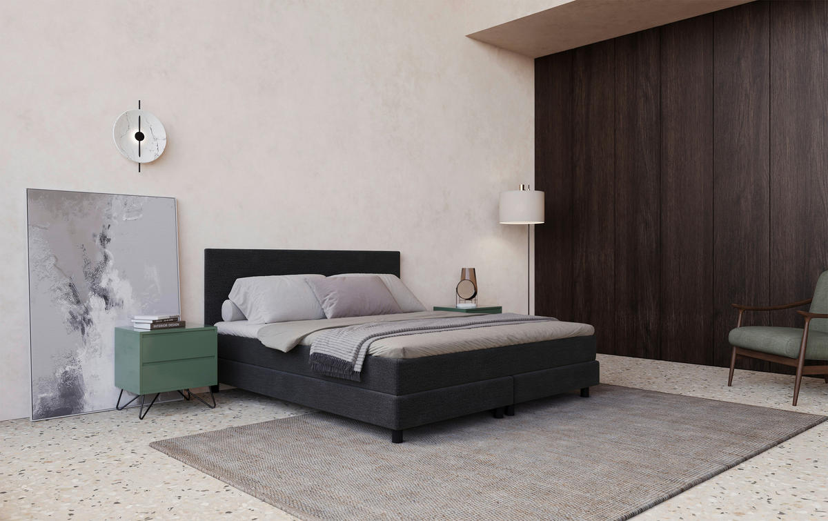 BOXBETT 140/200 cm  in Dunkelblau  - Schwarz/Dunkelblau, Modern, Holz/Holzwerkstoff (140/200cm) - MID.YOU