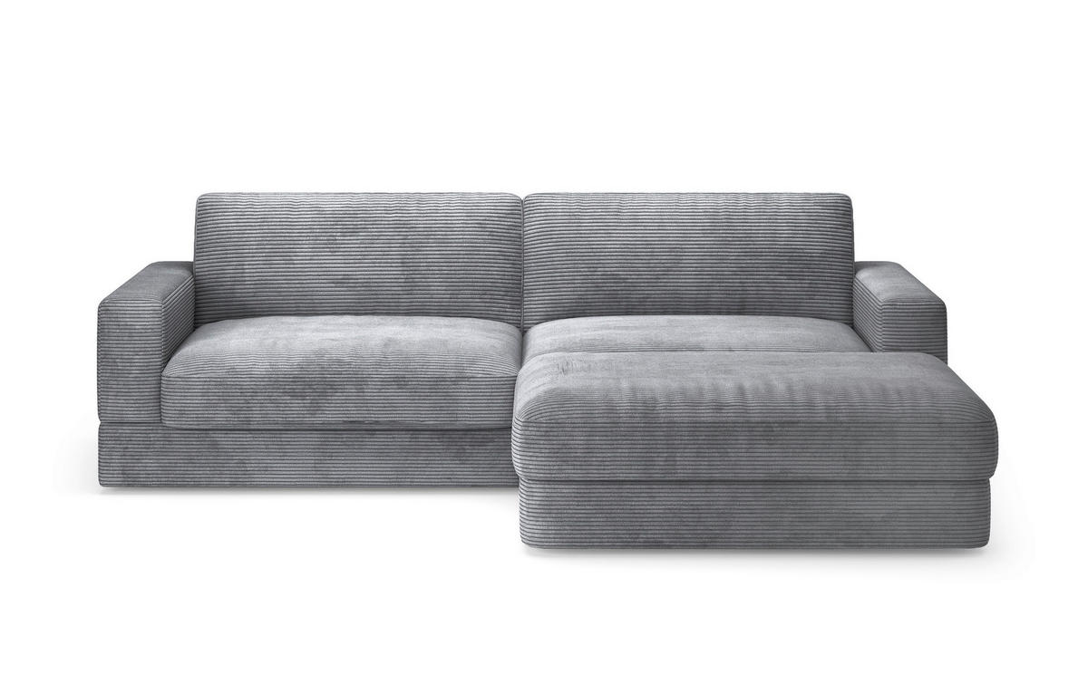 ECKSOFA FABIO E in Cord Grau  264/196 cm  - Schwarz/Grau, MODERN, Kunststoff/Textil (264/196cm) - Sit & More