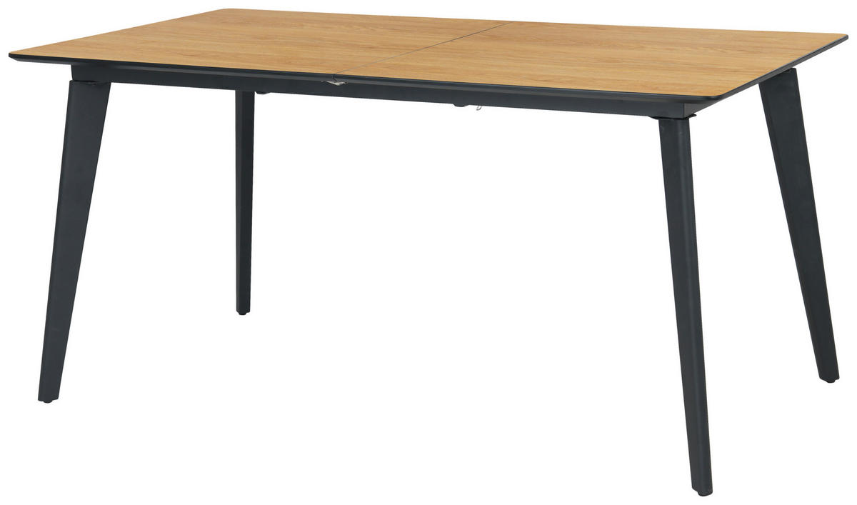 ESSTISCH rechteckig Eichefarben  - Eichefarben/Schwarz, Design, Holzwerkstoff/Metall (160-200/90/75cm) - Carryhome