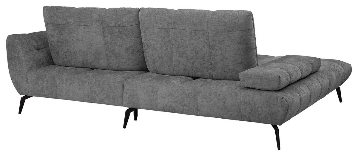 ECKSOFA Anthrazit Flachgewebe Rücken echt, Sitztiefenverstellung  - Anthrazit/Schwarz, KONVENTIONELL, Textil/Metall (211/273cm) - SetOne by Musterring