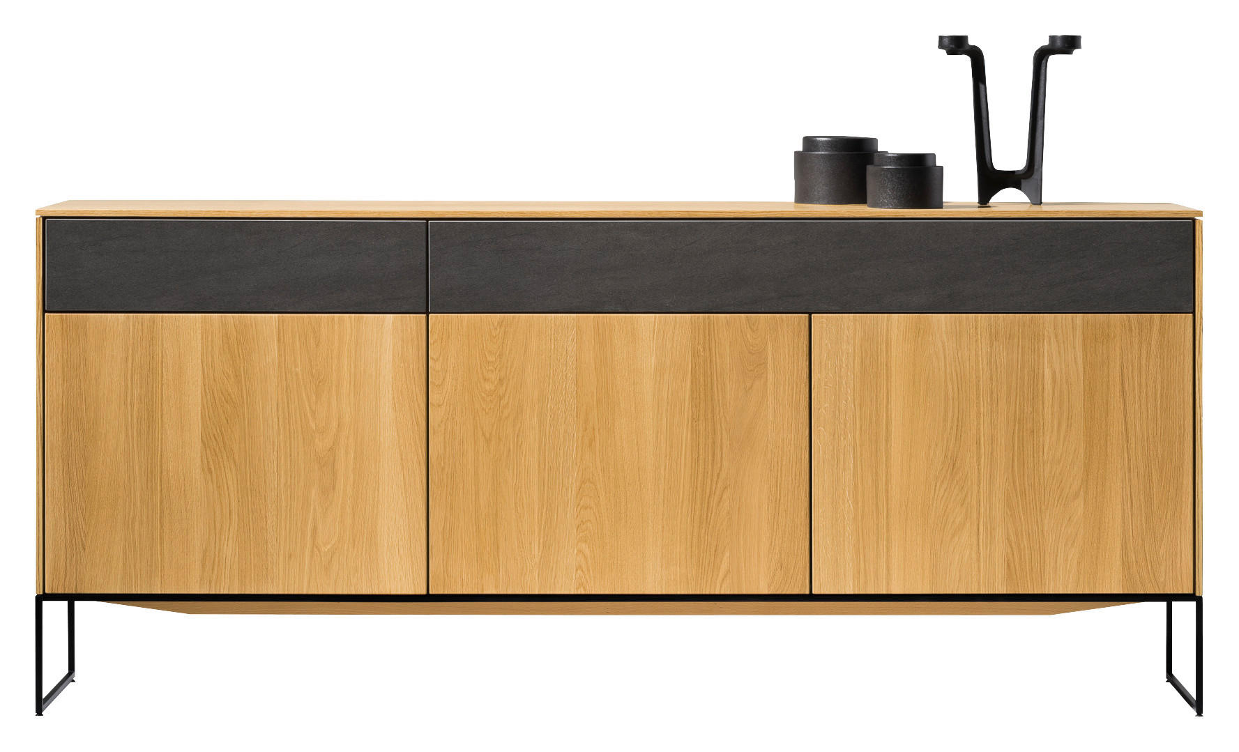 SIDEBOARD Schwarz, Eichefarben  197,8/86,1/41,9 cm  - Eichefarben/Schwarz, Design, Holz/Keramik (197,8/86,1/41,9cm) - Team 7