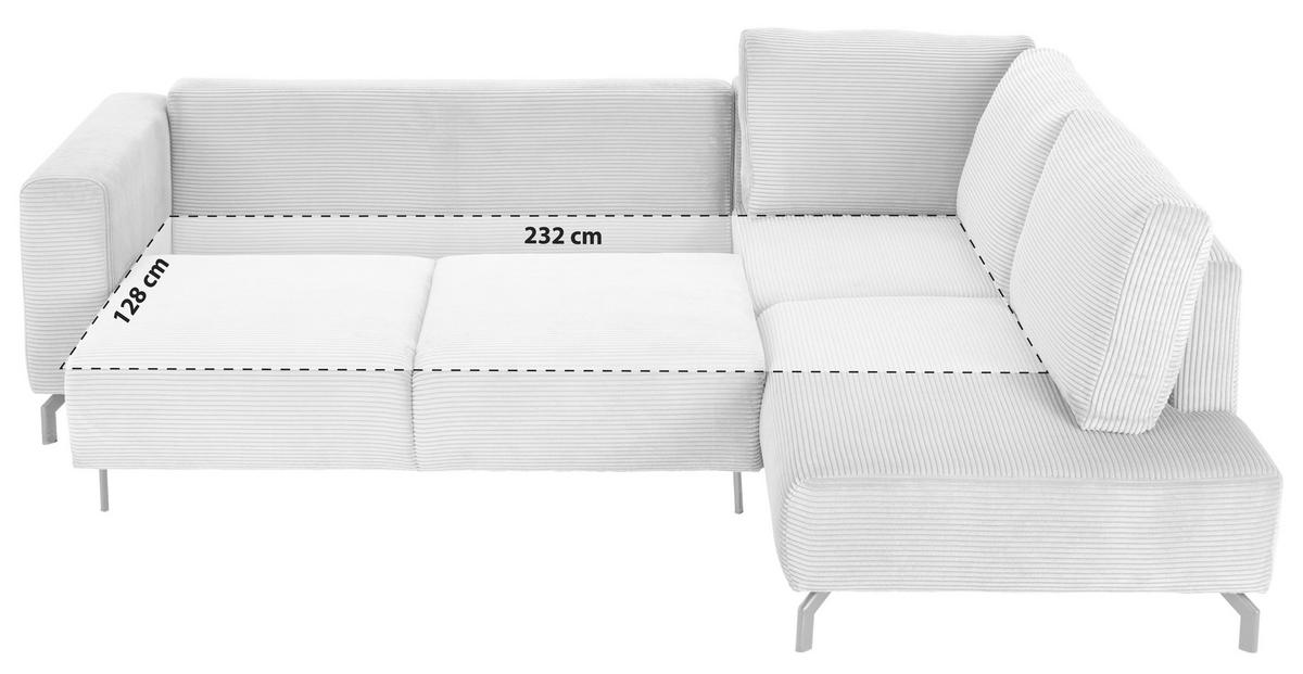 ECKSOFA Graugrün Cord  - Schwarz/Graugrün, MODERN, Textil (272/210cm) - P & B