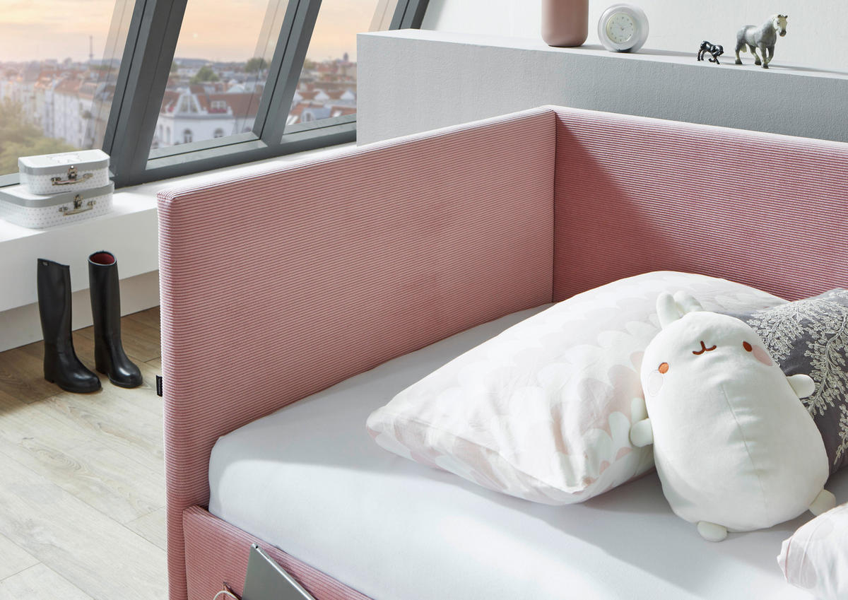 POLSTERLIEGE Cord Rosa  - Eichefarben/Birkefarben, KONVENTIONELL, Holz/Textil (120/200cm) - Stylife
