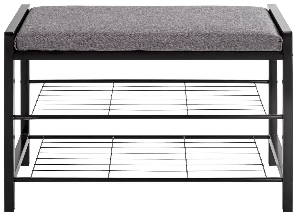 GARDEROBENBANK  in 75/50/32 cm  - Schwarz/Grau, Basics, Textil/Metall (75/50/32cm)