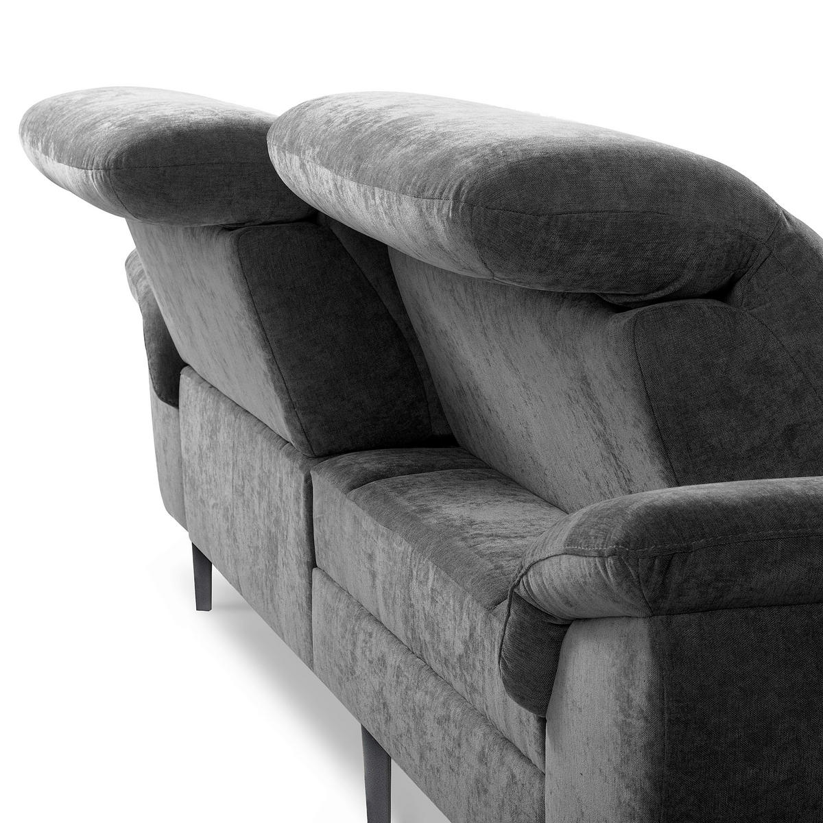 ECKSOFA  Webstoff Schwarz  - Schwarz, Design, Textil/Metall (195/268cm) - Livetastic