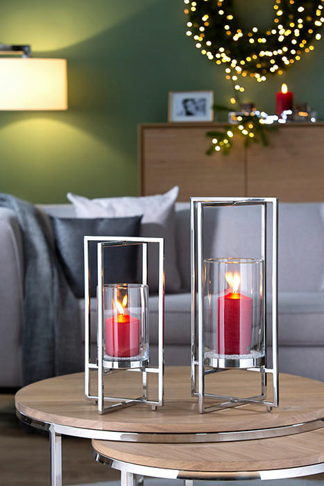 WINDLICHT  - Silberfarben, LIFESTYLE, Glas/Metall (21/40cm) - Fink