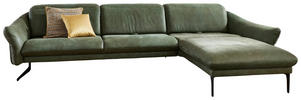 ECKSOFA Grün Echtleder  - Anthrazit/Grün, Design, Leder/Metall (330/204cm) - Himolla