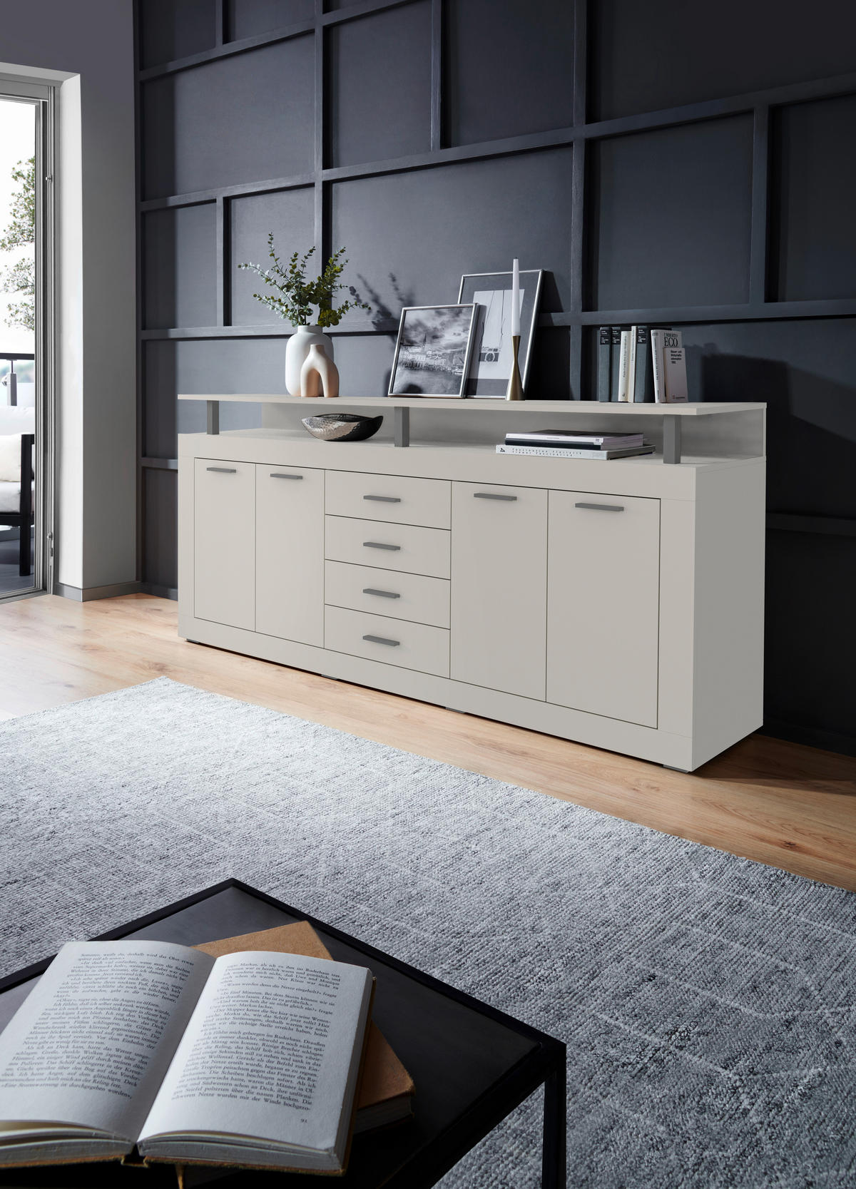 SIDEBOARD  in 195/88/38 cm  - Kaschmir/Anthrazit, Basics, Holzwerkstoff/Kunststoff (195/88/38cm) - Xora