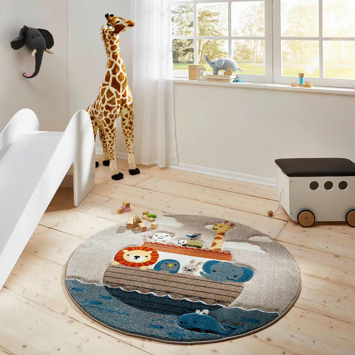Kinder-Teppich rund 120 cm Tier-Motiv kaufen