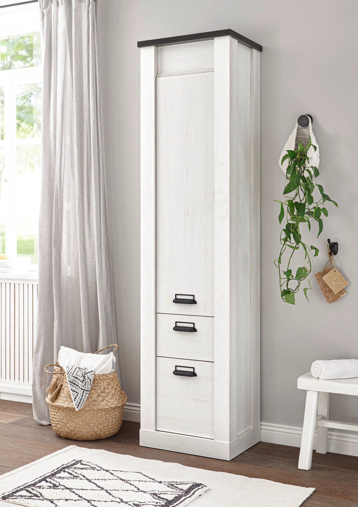 GARDEROBENSCHRANK  in 51/201/38 cm  - Anthrazit/Schwarz, Design, Holzwerkstoff/Metall (51/201/38cm) - Modante