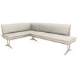 ECKBANK 162/197 cm  in Creme  - Edelstahlfarben/Beige, Design, Leder/Holz (162/197cm) - Ambiente