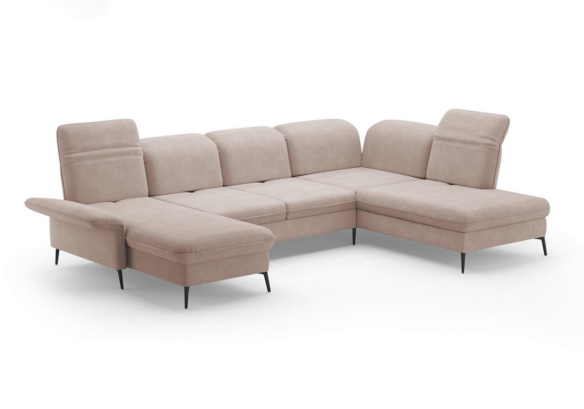 WOHNLANDSCHAFT in Flachgewebe Greige  - Greige/Schwarz, Konventionell, Textil/Metall (198/359/231cm) - Sit & More