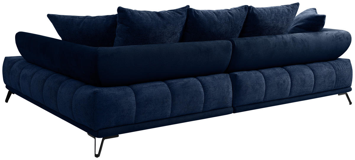 ECKSOFA Dunkelblau Chenille Zierkissen, Rückenkissen, Rücken echt  - Schwarz/Dunkelblau, MODERN, Textil/Metall (262/184cm) - MID.YOU