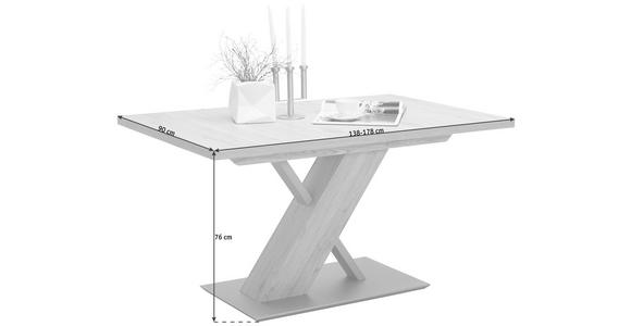 ESSTISCH in Holzwerkstoff 138(178)/90/76 cm - Edelstahlfarben/Eichefarben, KONVENTIONELL, Holzwerkstoff (138(178)/90/76cm) - Cantus