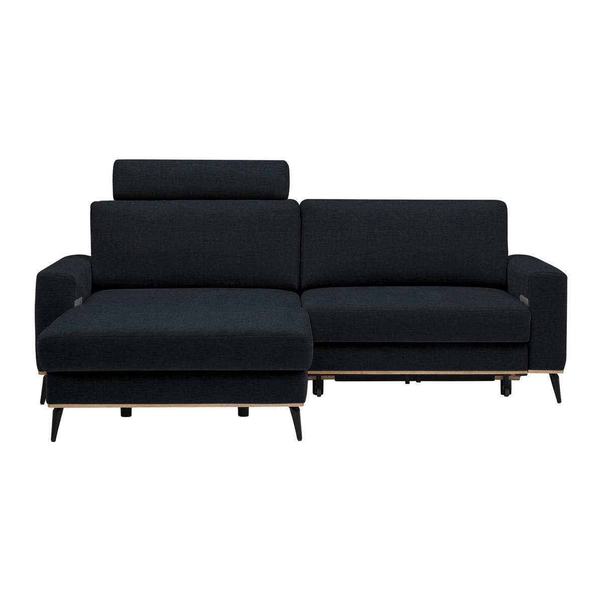 ECKSOFA in Chenille Schwarz  - Schwarz, Konventionell, Holz/Textil (167/234cm) - MID.YOU