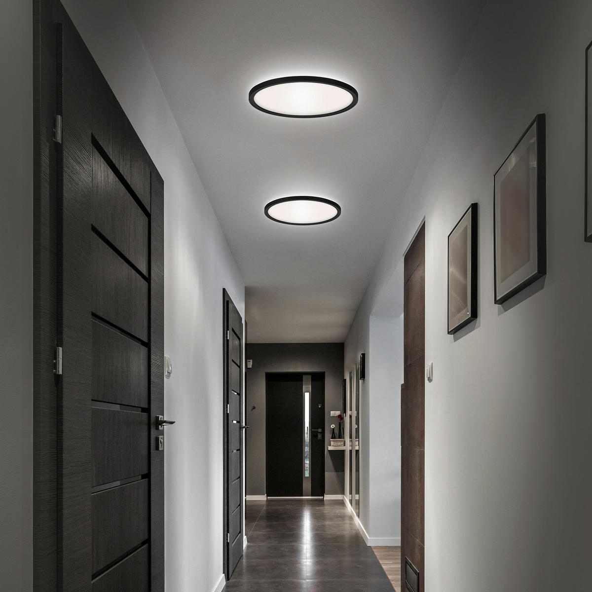 FÜRDŐSZ. LED MENNYEZETI LÁMPA - fekete, Basics, műanyag (42/2,5cm)