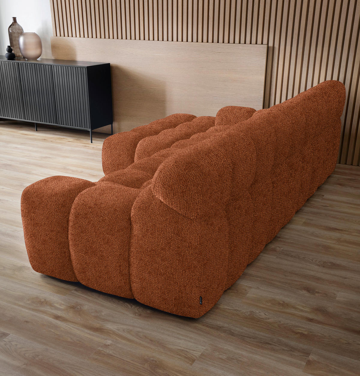 ECKSOFA in Webstoff Rostfarben  180/297 cm  - Rostfarben/Schwarz, MODERN, Kunststoff/Textil (180/297cm) - Welnova