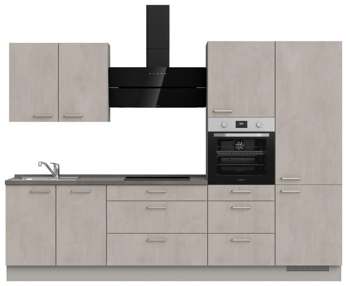 KÜCHENLEERBLOCK 300 cm   in Grau, Schieferfarben, Hellgrau  - Schieferfarben/Edelstahlfarben, MODERN, Holzwerkstoff/Metall (300cm) - Nobilia