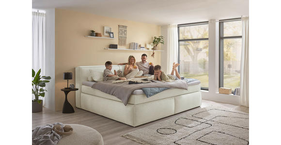 BOXSPRINGBETT 180/200 cm,  in Creme, Matratze, Topper, H3 + H4 = fest + sehr fest  - Creme/Schwarz, LIFESTYLE, Kunststoff/Textil (180/200cm) - Esposa