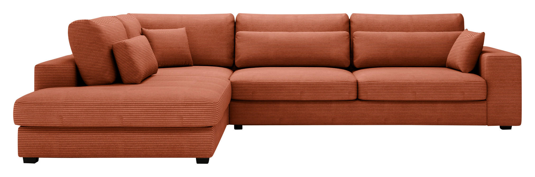 ECKSOFA in Cord Terracotta  - Terracotta/Schwarz, Konventionell, Kunststoff/Textil (250/314cm) - Carryhome