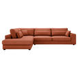 ECKSOFA in Cord Terracotta  - Terracotta/Schwarz, KONVENTIONELL, Kunststoff/Textil (250/314cm) - Carryhome