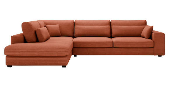 ECKSOFA in Cord Terracotta  - Terracotta/Schwarz, KONVENTIONELL, Kunststoff/Textil (250/314cm) - Carryhome