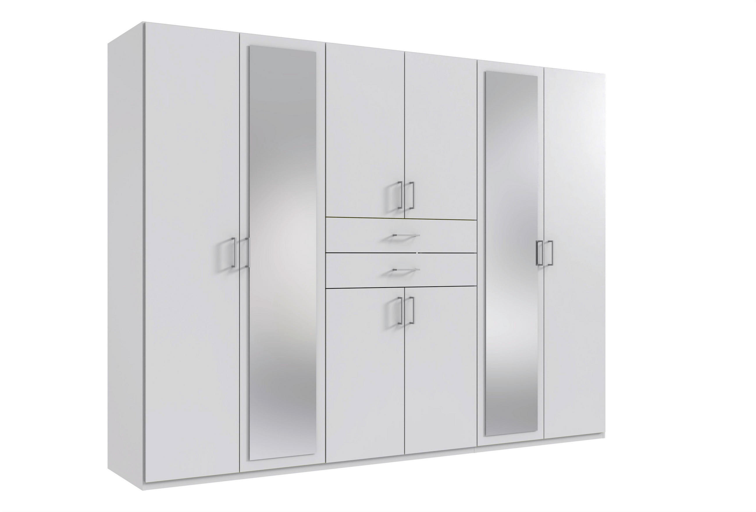 KLEIDERSCHRANK 270/208/58 cm,  in Weiß, 8 Tür(en)  - Alufarben/Weiß, KONVENTIONELL, Holzwerkstoff/Kunststoff (270/208/58cm) - P & B