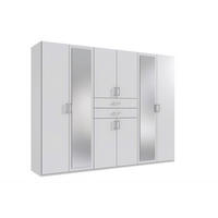 KLEIDERSCHRANK 270/208/58 cm,  in Weiß, 8 Tür(en)  - Alufarben/Weiß, KONVENTIONELL, Holzwerkstoff/Kunststoff (270/208/58cm) - P & B