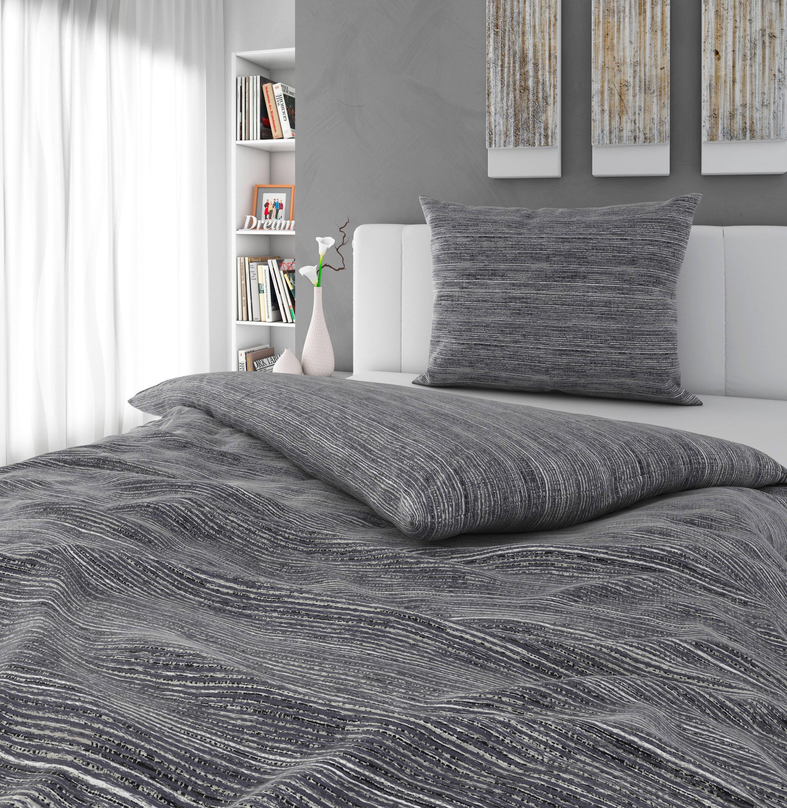 POSTELJNINA CARO 140/200 cm saten siva  - siva, Konvencionalno, tekstil (140/200cm) - Novel
