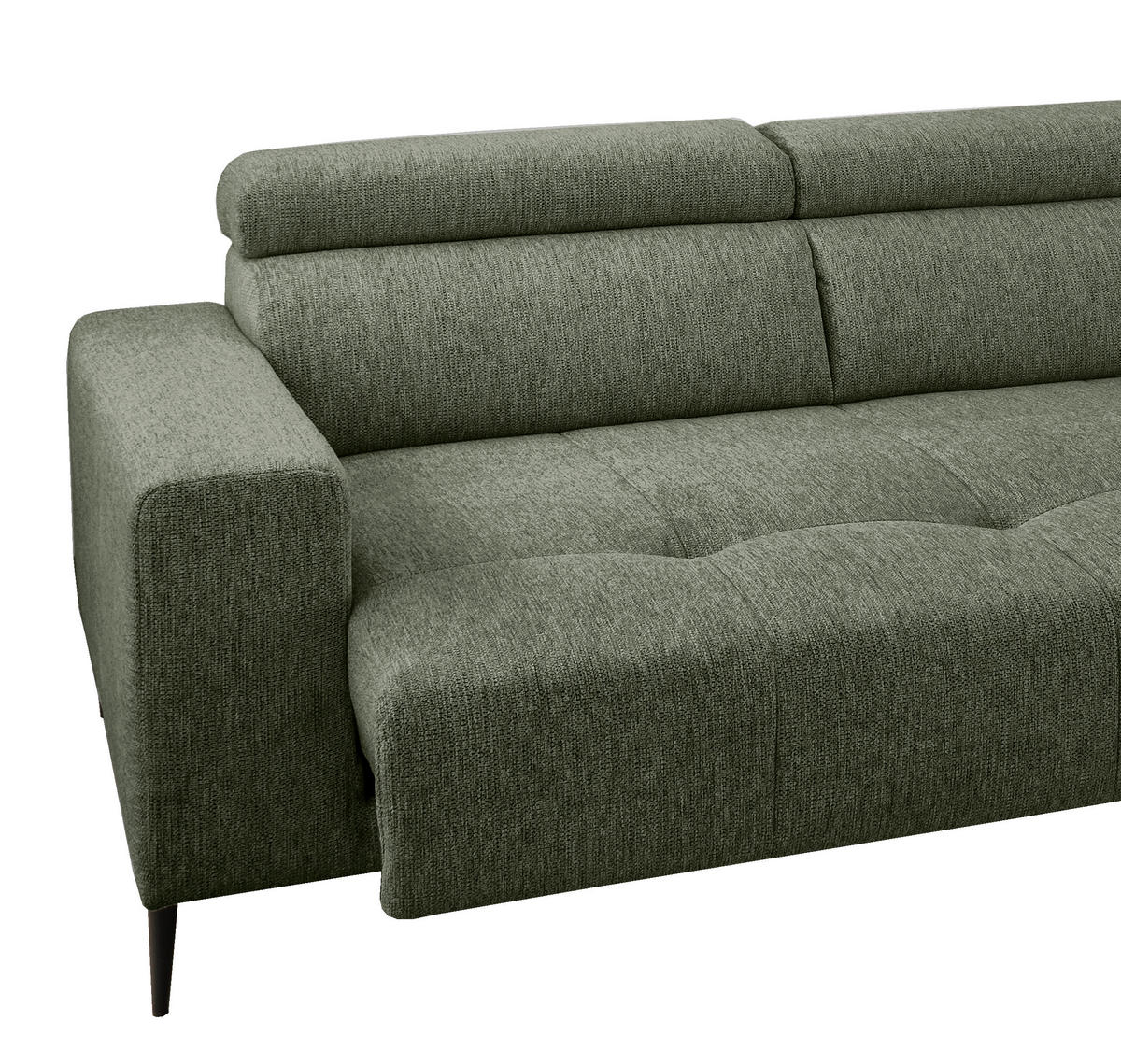 ECKSOFA Dunkelgrün Chenille  - Dunkelgrün/Schwarz, KONVENTIONELL, Textil/Metall (276/188cm) - Livetastic