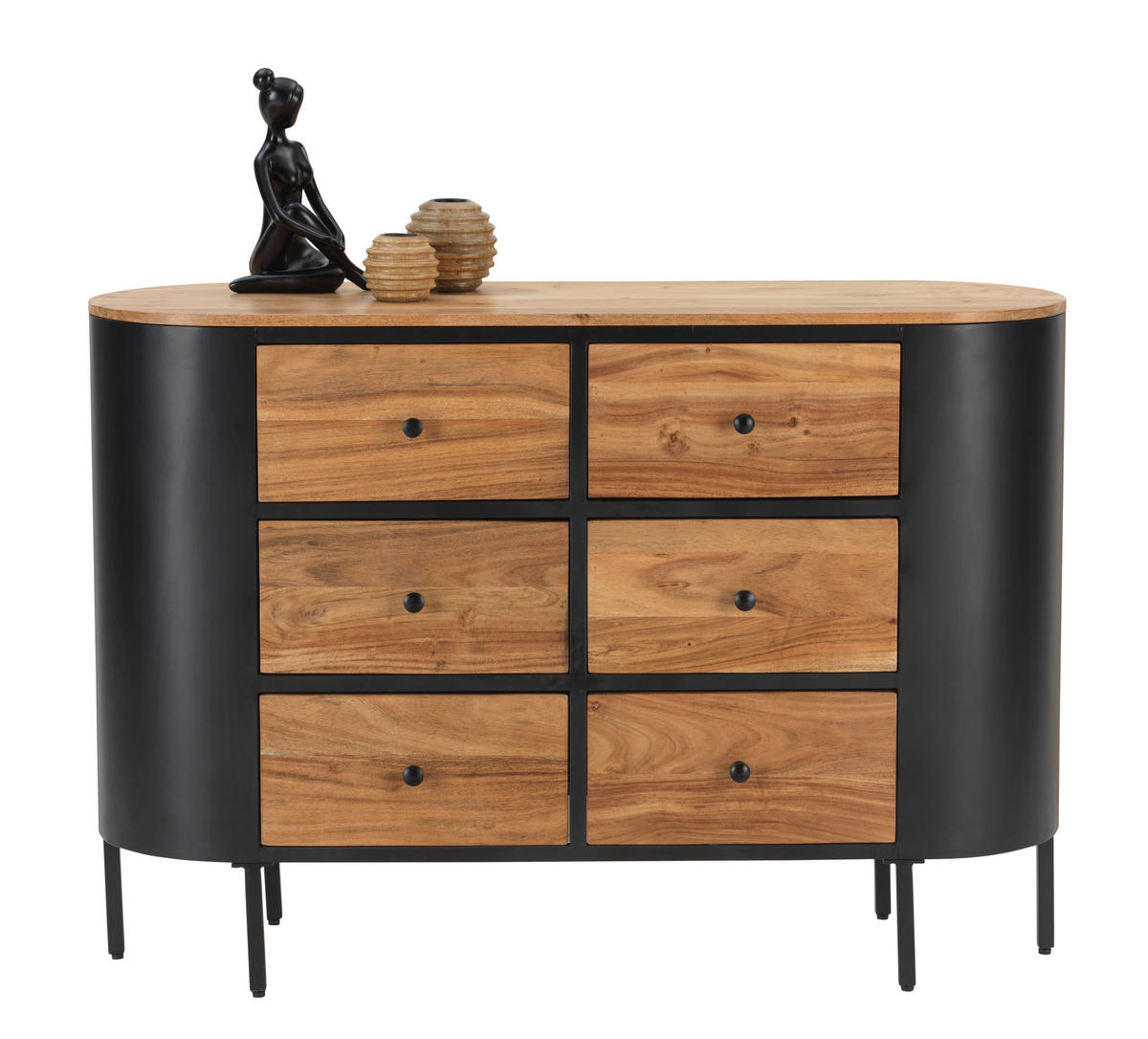 KOMODA, akácie, černá, barvy akácie, 120/83/40 cm - černá/barvy akácie, Trend, kov/dřevo (120/83/40cm) - Ambia Home