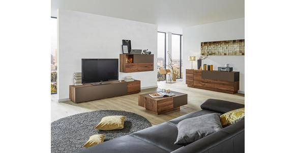 WOHNWAND in Bronzefarben, Nussbaumfarben - Nussbaumfarben/Bronzefarben, Natur, Glas/Holz (297,5/141/55 / 41cm) - Dieter Knoll