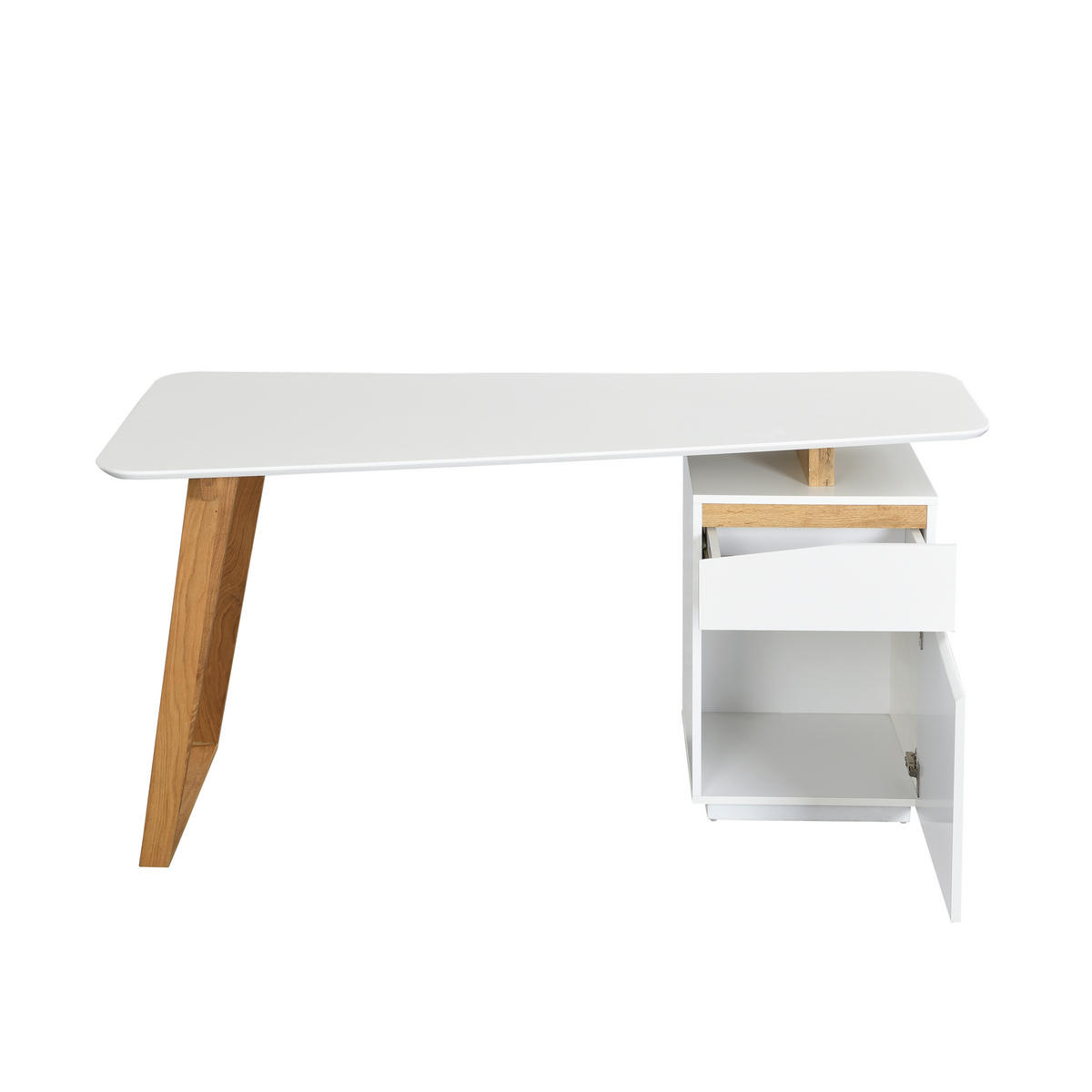 SCHREIBTISCH 140/45-60/76 cm Weiß, Eichefarben  - Eichefarben/Weiß, MODERN, Holz/Holzwerkstoff (140/45-60/76cm) - Livetastic