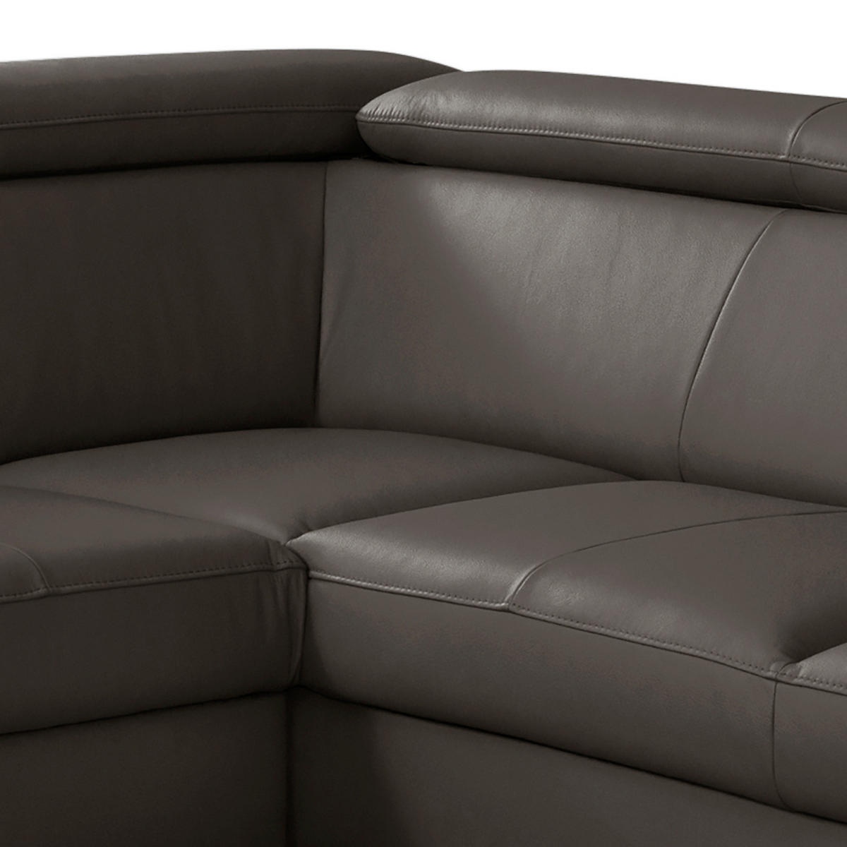 ECKSOFA Dunkelbraun Echtleder Lederlook  - Dunkelbraun/Schwarz, Design, Leder/Holz (244/199cm) - Livetastic