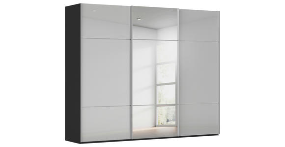 SCHWEBETÜRENSCHRANK 271/223/68 cm 3-türig Grau, Schwarz  - Alufarben/Schwarz, KONVENTIONELL, Glas/Holzwerkstoff (271/223/68cm) - Novel