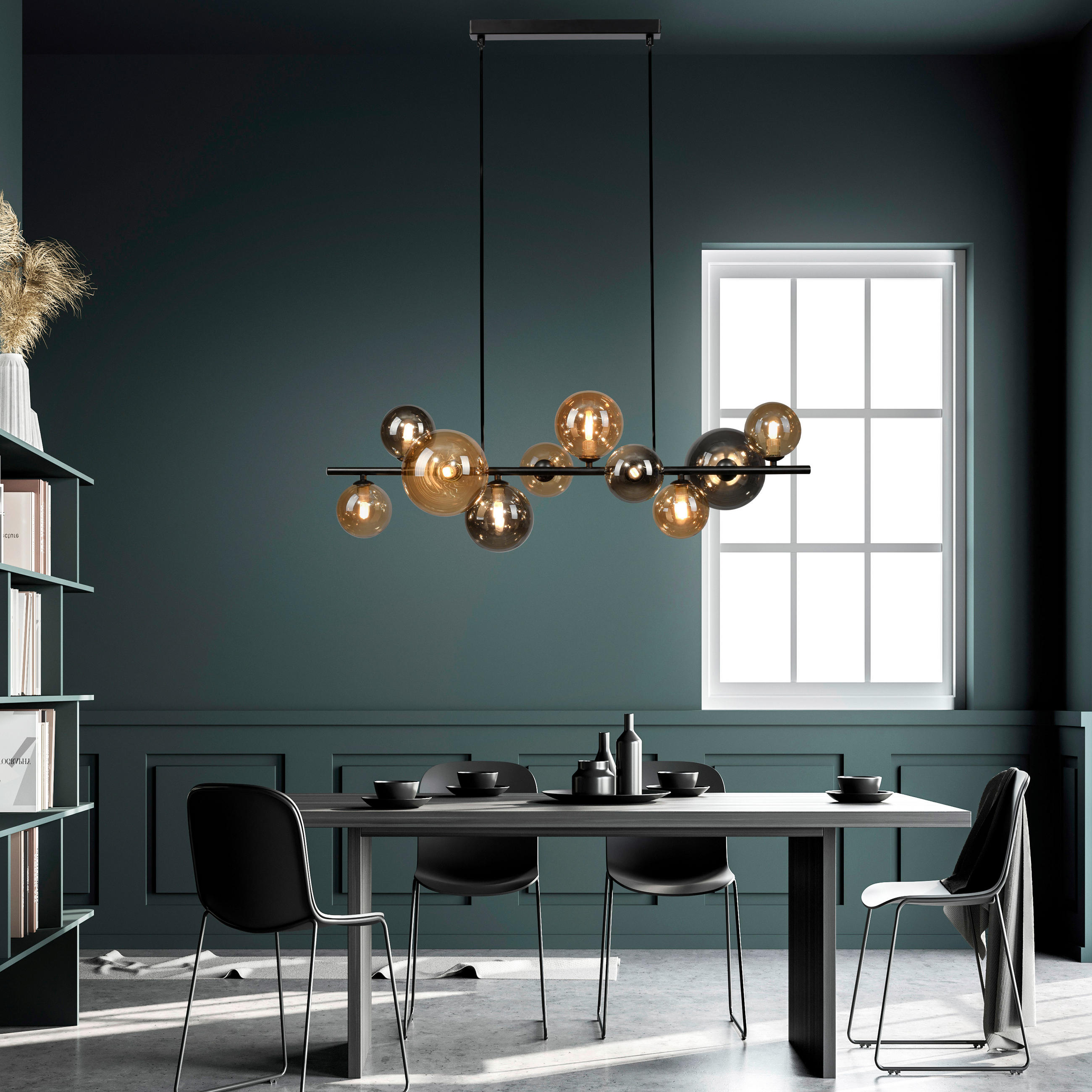 STROPNÍ ZÁVĚSNÉ LED SVÍTIDLO - černá, Trend, kov/plast (85/35/150cm)