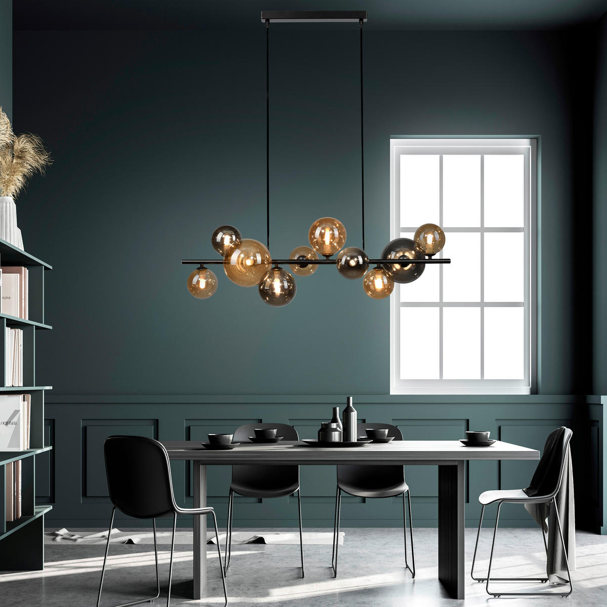 STROPNÍ ZÁVĚSNÉ LED SVÍTIDLO - černá, Trend, kov/plast (85/35/150cm)