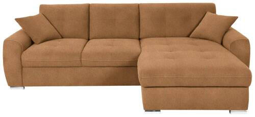 ECKSOFA in Mikrofaser Orange  - Chromfarben/Orange, Modern, Kunststoff/Textil (276/193cm) - Hom`in