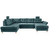 WOHNLANDSCHAFT in Cord Petrol  - Petrol/Naturfarben, MODERN, Holz/Textil (206/338-352/176cm) - Livetastic