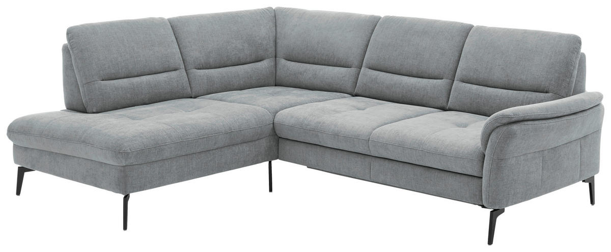 CANAPÉ D'ANGLE in Webstoff Hellgrau  - Hellgrau/Schwarz, Design, Textil/Metall (206/256cm) - Beldomo System