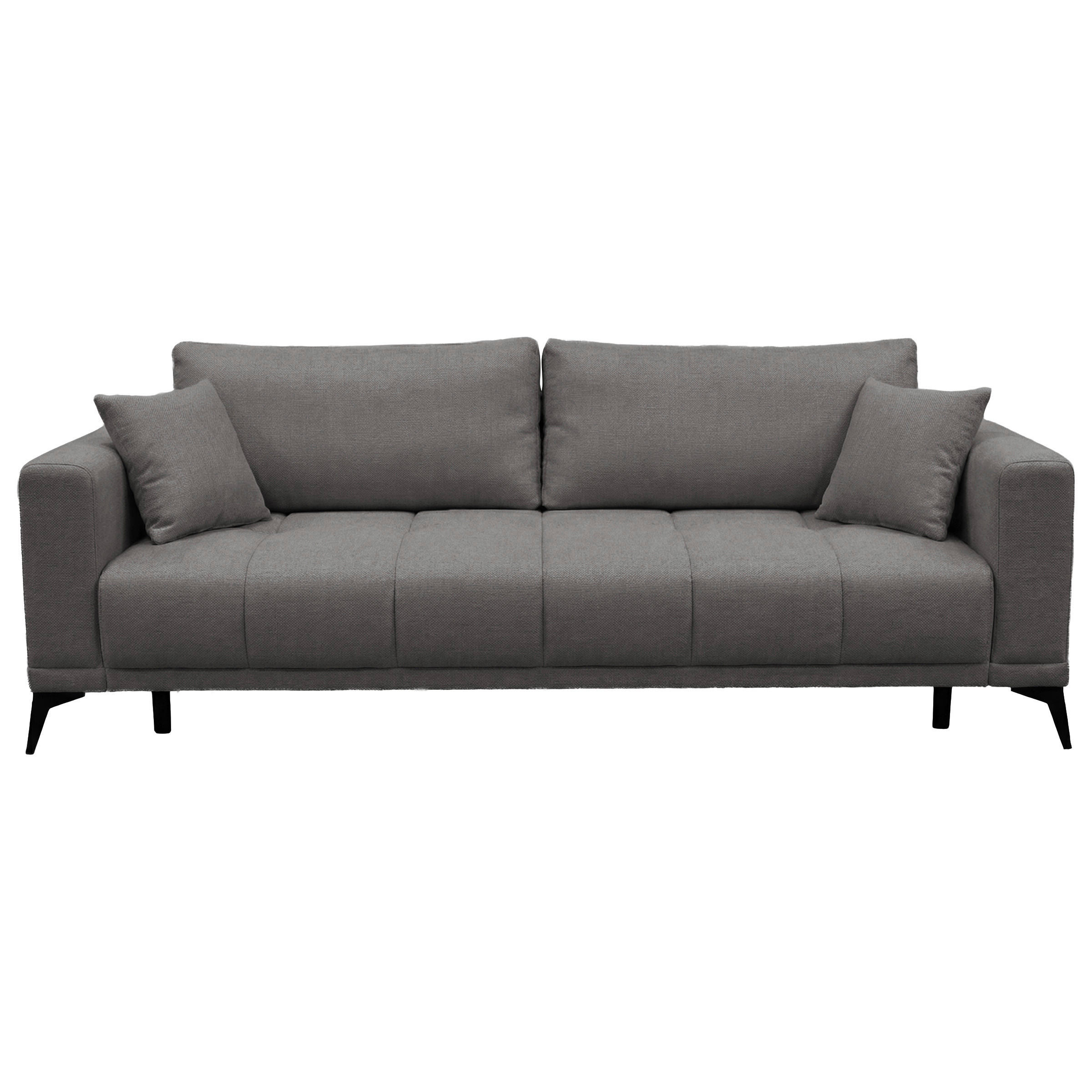 SCHLAFSOFA GRANDE Chenille Dunkelgrau  inkl. Zierkissen, Rückenkissen, Bettkasten  - Dunkelgrau/Schwarz, Design, Textil/Metall (238/83/98cm) - MID.YOU