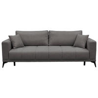SCHLAFSOFA GRANDE Chenille Dunkelgrau  inkl. Zierkissen, Rückenkissen, Bettkasten  - Dunkelgrau/Schwarz, Design, Textil/Metall (238/83/98cm) - MID.YOU