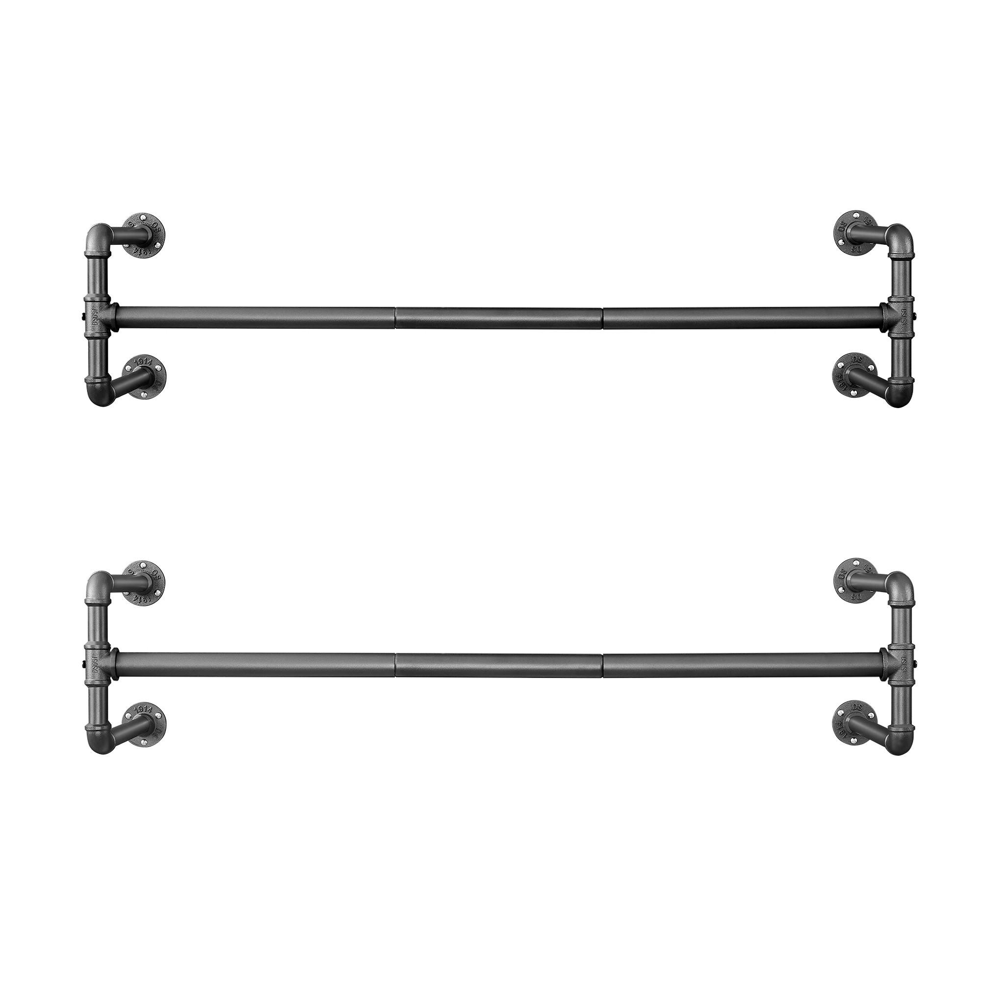 Wandgarderobe 2er Set - Schwarz, Basics, Metall (30/112cm)